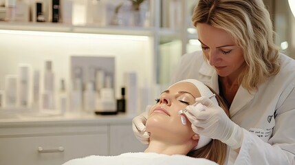A Woman Receiving a Facial Treatment from an Aesthetician