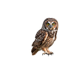 Naklejka premium owl on a branch ,isolated on white background , transparent png image