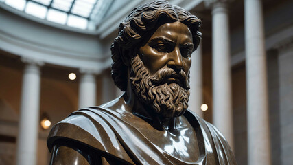 Obraz premium Polished stone statue in museum background
