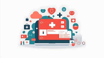 Digital Healthcare Platform with Medical Icons
