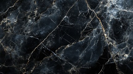 Obraz premium Black Marble with Golden Veins and White Inclusions