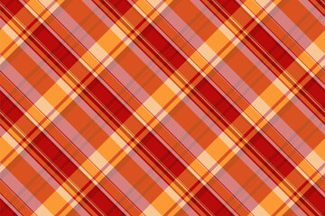 Official tartan plaid check, multi texture textile vector. Horizon seamless background fabric pattern in red and orange colors.