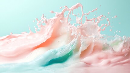Fototapeta premium Abstract Splashes of Pink, White, and Turquoise Liquid