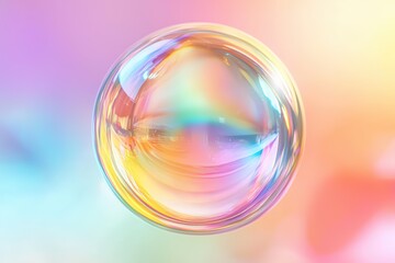 Rainbow gradient bubbles floating on a vibrant abstract background with light reflections and bokeh effect - Generative ai. Beautiful simple AI generated image