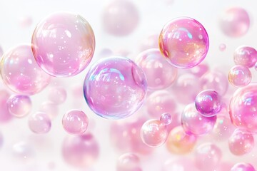 Abstract Background- render of opal bubbles floating on blue sky. Beautiful simple AI generated image