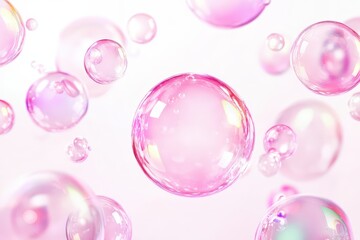 Abstract Background- render of opal bubbles floating on blue sky. Beautiful simple AI generated image