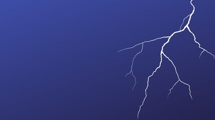 Lightning on a dark blue gradient background. Lightning background with copy space for text
