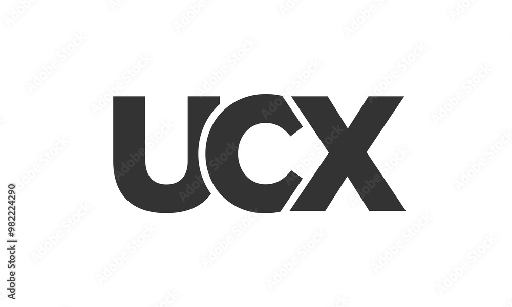 Poster UCX logo design template with strong and modern bold text. Initial based vector logotype featuring simple and minimal typography. Trendy company identity.