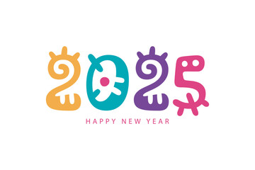 Happy New Year 2025 typography template calendar cover. Vector design for poster, banner, greeting card and invitation.