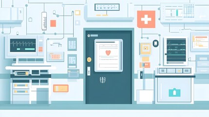 Futuristic Hospital Interior Design with Medical Equipment