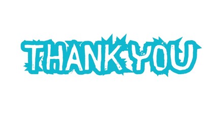 Thank you modern art lettering typography on white background. Thank you text in blue color
