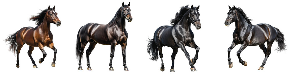 Obraz premium Majestic horses galloping gracefully in the sunlight Transparent Background.