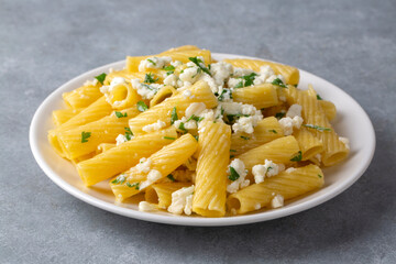 Delicious food; Cheese Sauce Penne Pasta - Turkish name; peynirli makarna