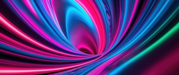 Fototapeta premium Dynamic abstract swirl of vibrant colors creates an energetic and futuristic visual effect with neon highlights and smooth flow.