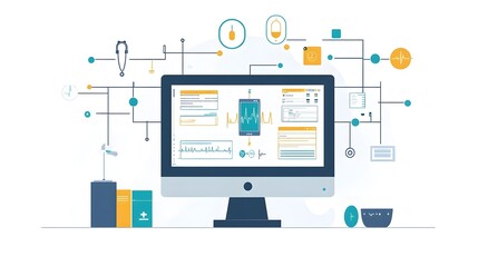 Healthcare Data Network Concept, Connected Systems
