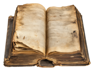 PNG Old dusty book with yellowed pages on display