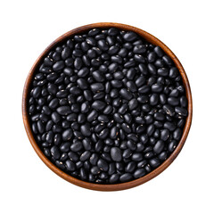 Black bean in wooden bowl, Top view