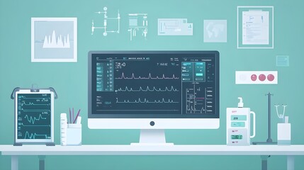 Fototapeta premium Hospital Room with Medical Equipment and Monitors