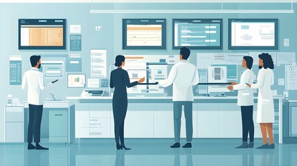 IT Professionals Analyzing Data on Monitors in Office