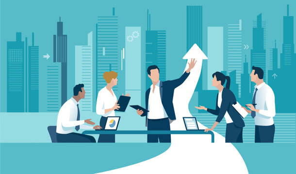 Plan, goal and successful business strategy. Growth. Path to the success. Vector illustration.
