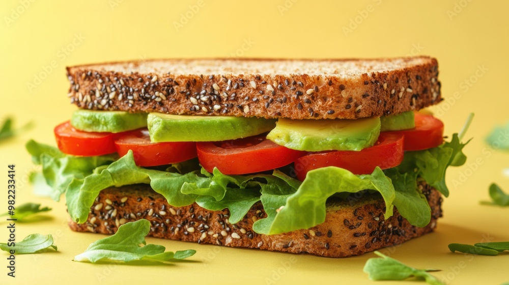 Canvas Prints tasty and healthy sandwich with avocado, tomatoes, and lettuceideal for a nutritious breakfast banner for a morning meal concept