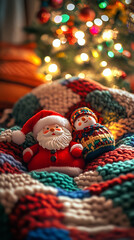 Cozy Holiday Nook with LGBT Santa Figurines and Festive Colors  