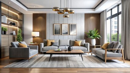 Naklejka premium stunning minimalist living room with a beautiful interior design.