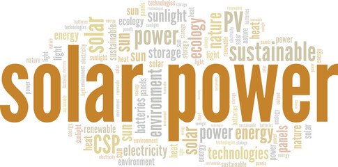 Fototapeta premium Solar Power word cloud conceptual design isolated on white background.