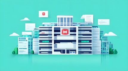 Modern Building Illustration, Skyscraper Architecture, Cityscape