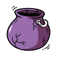 Ancient Purple Cauldron Bubbling with Mysterious Potion