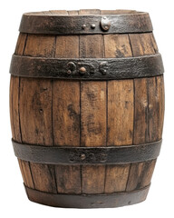 Obraz premium PNG Wooden barrel with metal bands in sunlight