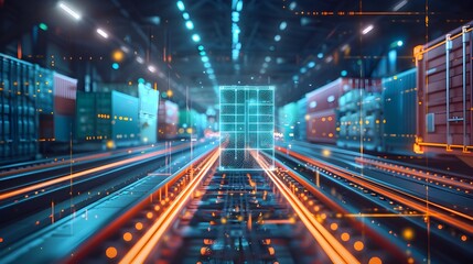 Obraz premium Digital Twin of an Intelligent Supply Chain Optimizing Goods Tracking and Delivery Efficiency