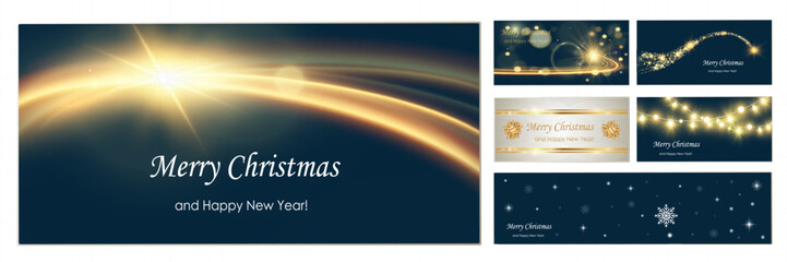 A set of Christmas brochures, flyers, cards. New Year backgrounds-posters.