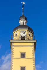 Clock tower of the St. Andreas church in Dusseldorf, Germany