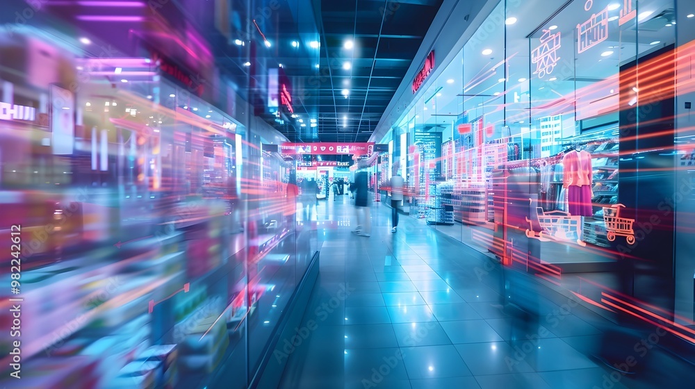 Poster digital twin of retail store analyzing customer data with advanced analytics and visualization