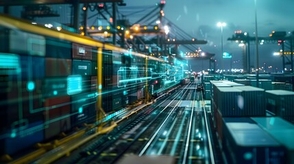 Fototapeta premium Digital Twin Supply Chain Tracking Goods Delivery Transparency Efficiency Concept