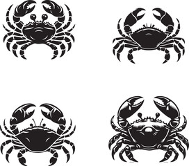 silhouette of clean vector crab  isolated on white background