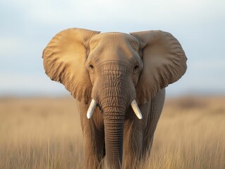 Fototapeta premium Majestic Elephant Roaming Freely in Natural Habitat, Showcasing the Beauty of Wildlife in a Serene and Untamed Environment.