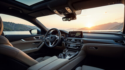 Modern luxury car interior details