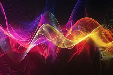 Fototapeta premium A mesmerizing abstract background featuring undulating sound waves and harmonic colors that create a visually captivating symphony of music