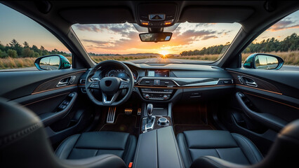 Fototapeta premium Modern luxury car interior details