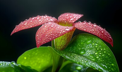 Vibrant Flower with Water Droplets on Petals