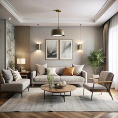 minimalist living room with a sophisticated, beautiful design.