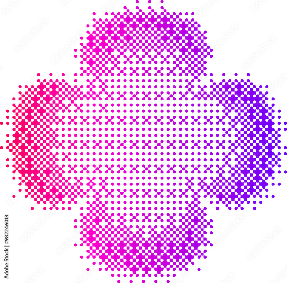Poster Pixel pattern daisy shape. Textured flower with bitmap Y2k dither gradient. Retro with old computer game graphic effect. Halftone illustration