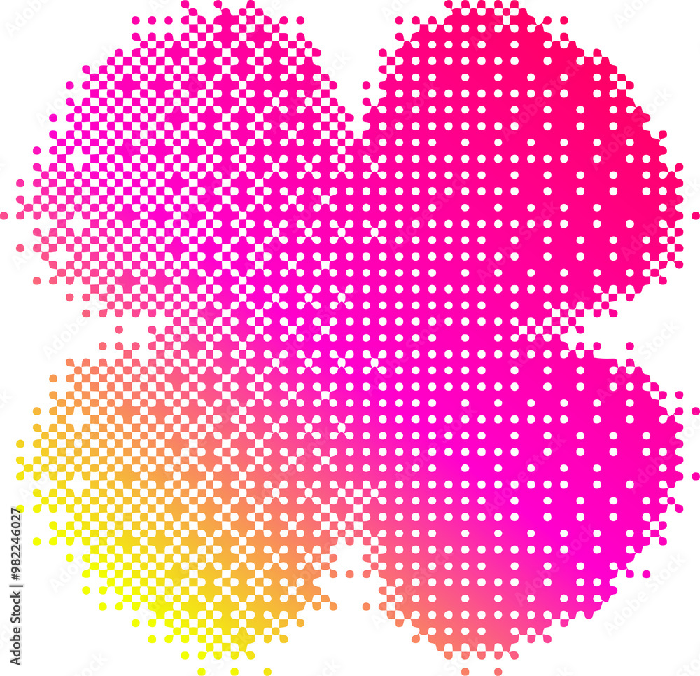 Poster Pixel pattern flower shape. Textured daisy with bitmap Y2k dither gradient. Retro with old computer game graphic effect. Halftone illustration
