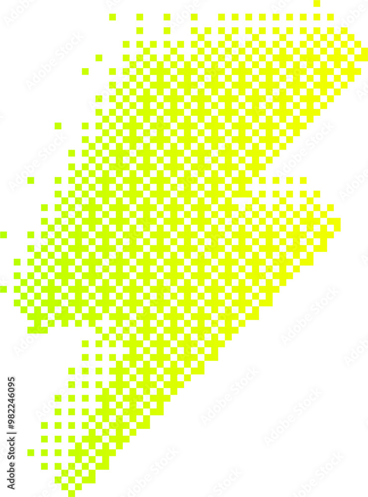 Poster Pixel pattern flash shape. Textured lightning with bitmap Y2k dither gradient. Retro with old computer game graphic effect. Halftone illustration
