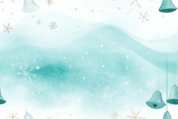 A serene winter background with soft blue tones, snowflakes, and bells for a peaceful holiday atmosphere.