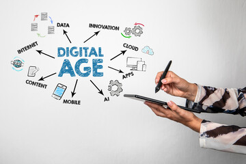 Digital Age Concept. Tablet in woman's hands