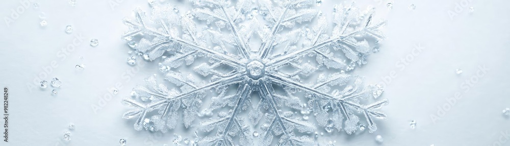 Aufkleber A delicate snowflake resting on a smooth surface, showcasing intricate patterns and a serene winter atmosphere.