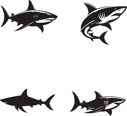 silhouette of clean vector Shark isolated on white background
 